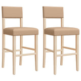 Bar chairs set of 2 solid rubberwood and imitation leather