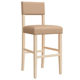 Bar chairs set of 2 solid rubberwood and imitation leather