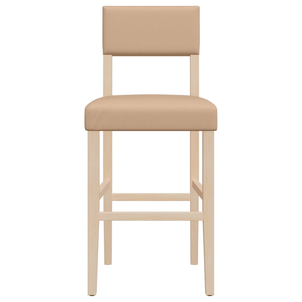 Bar chairs set of 2 solid rubberwood and imitation leather