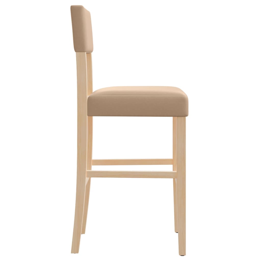 Bar chairs set of 2 solid rubberwood and imitation leather