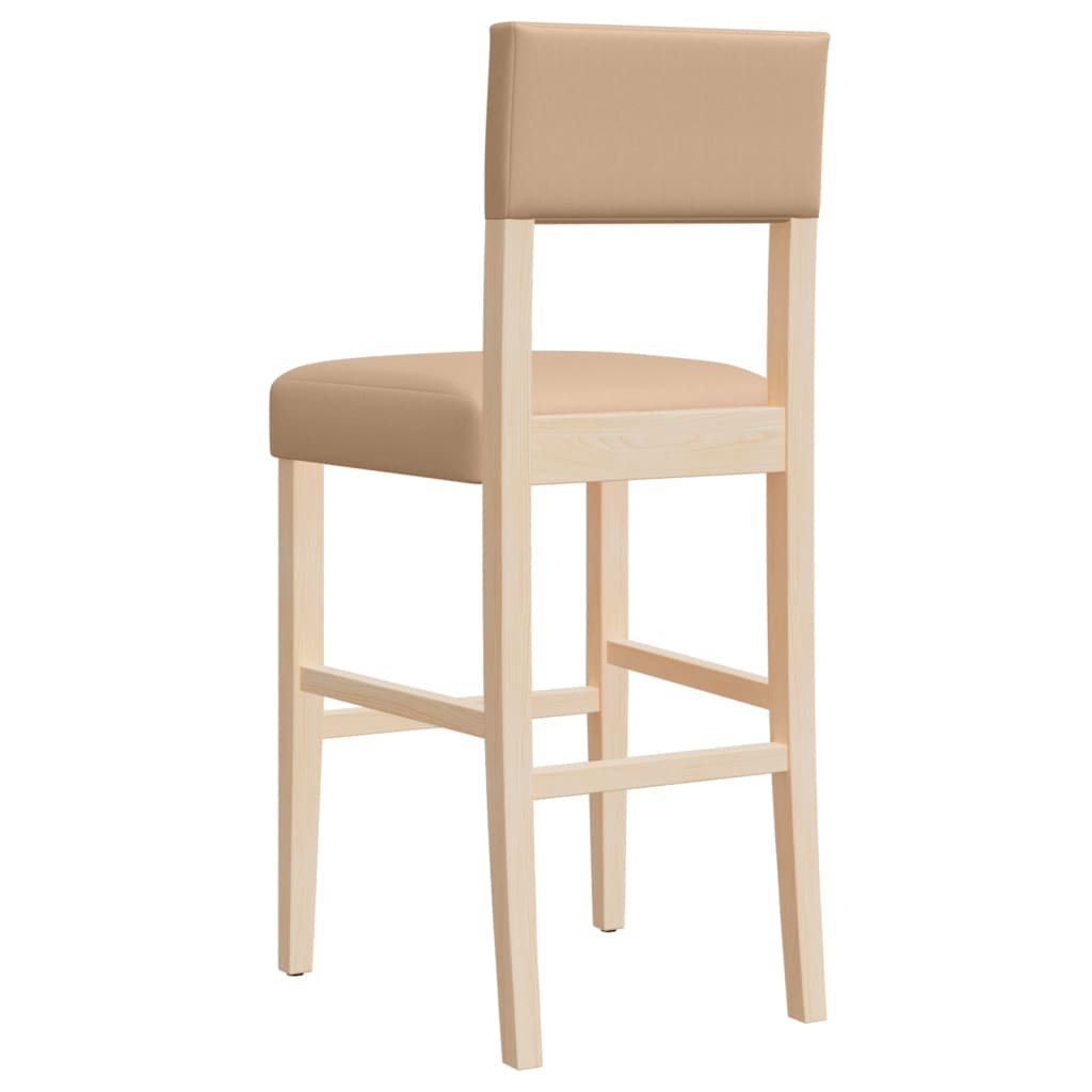 Bar chairs set of 2 solid rubberwood and imitation leather