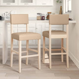 Bar chairs set of 2 solid rubberwood and imitation leather