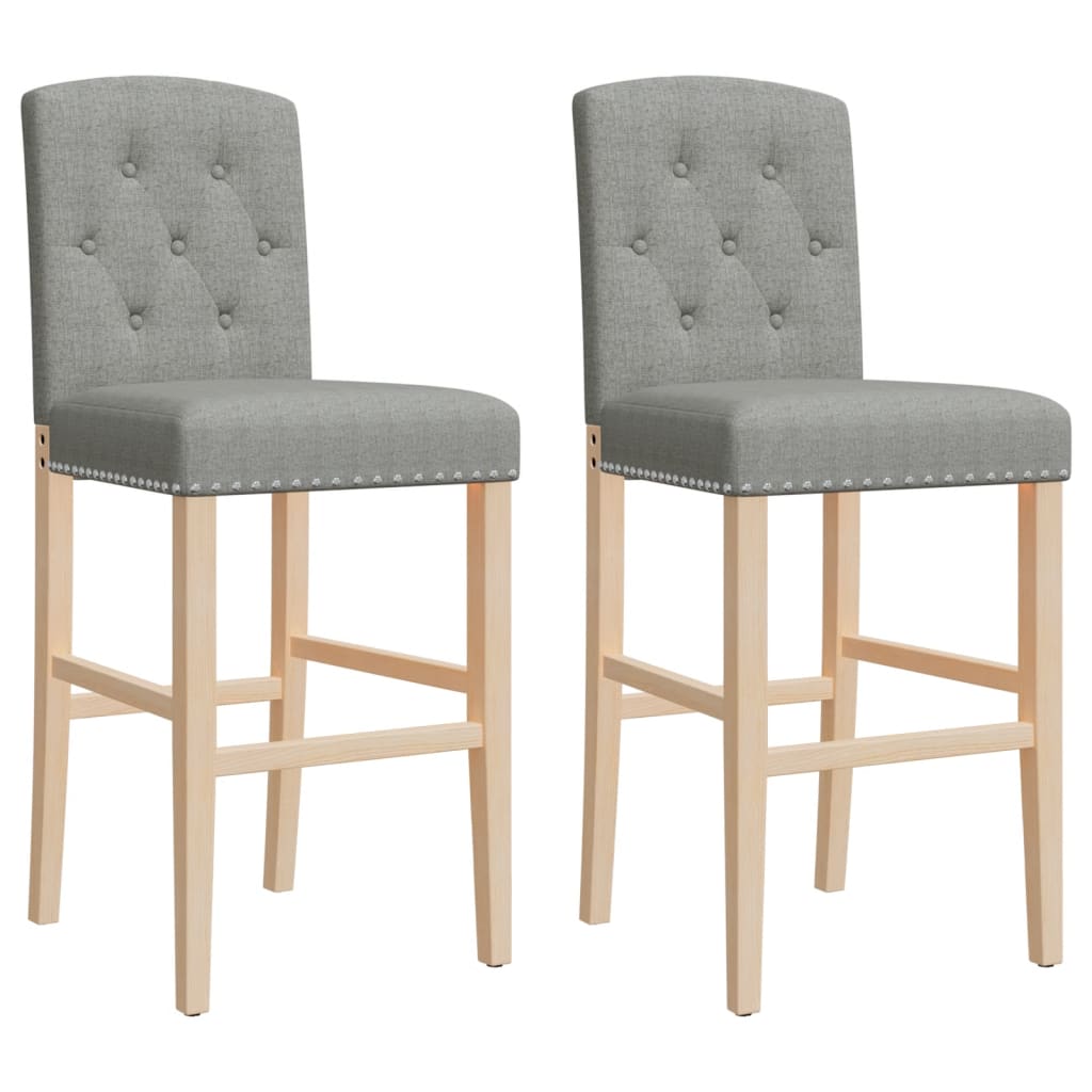 Bar chairs set of 2 solid rubberwood and fabric