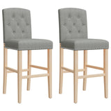 Bar chairs set of 2 solid rubberwood and fabric