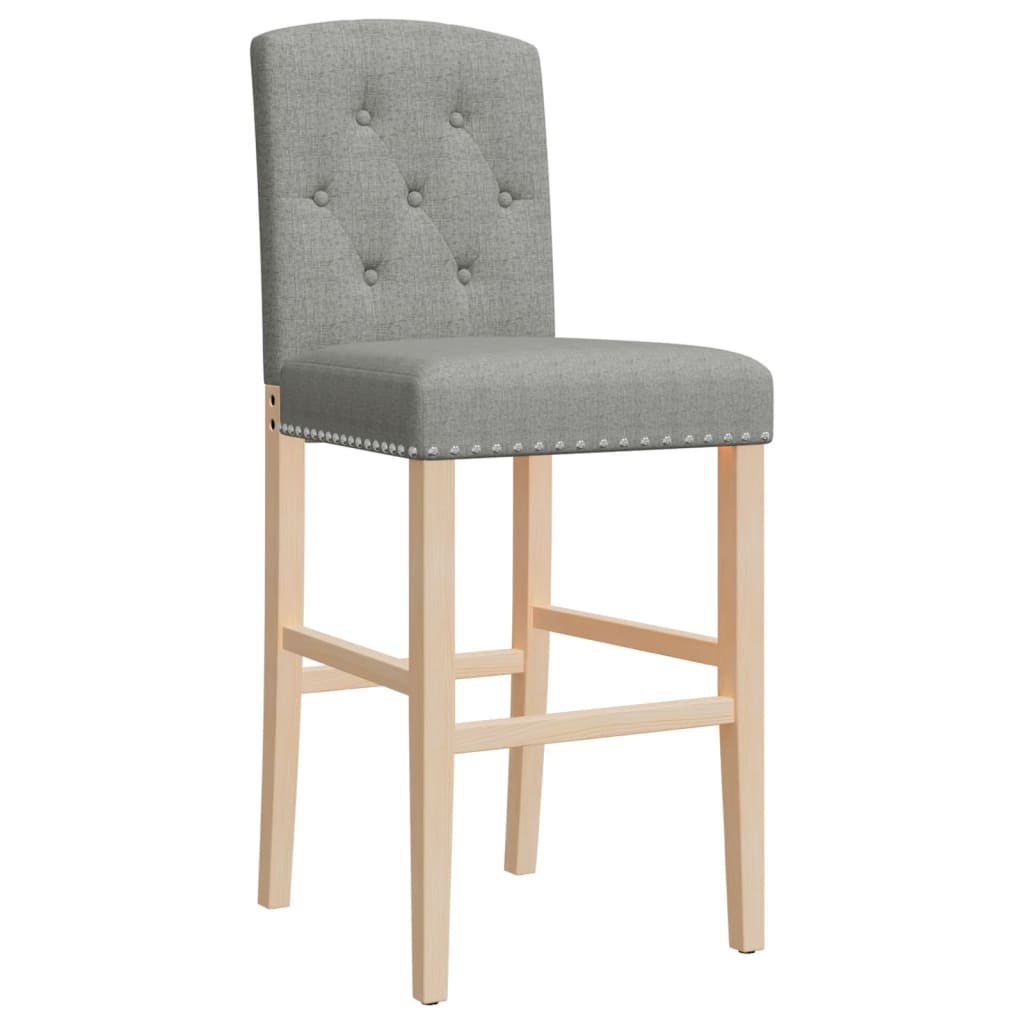 Bar chairs set of 2 solid rubberwood and fabric