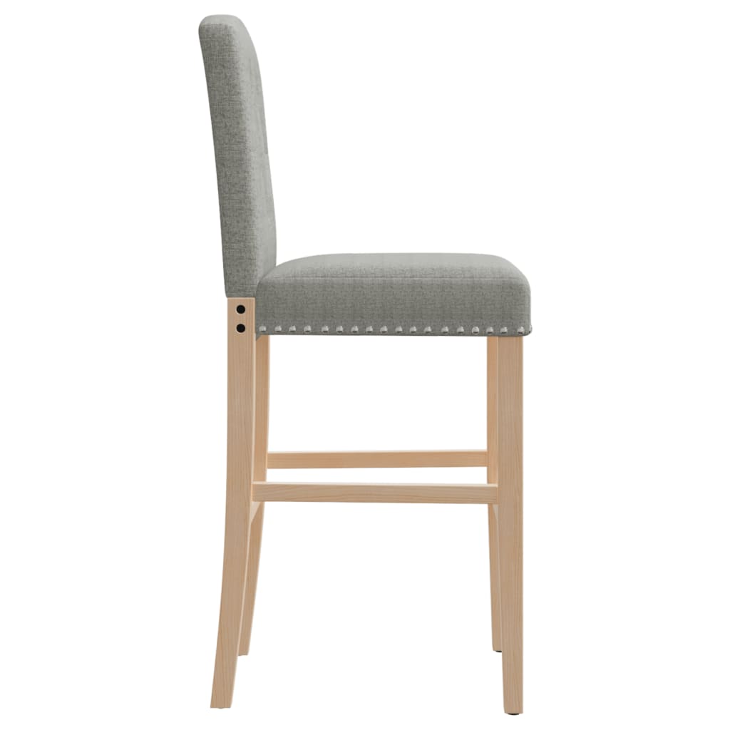 Bar chairs set of 2 solid rubberwood and fabric