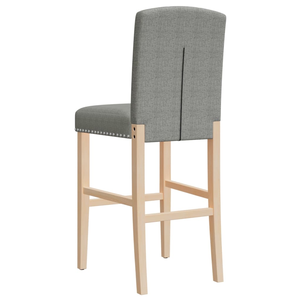 Bar chairs set of 2 solid rubberwood and fabric