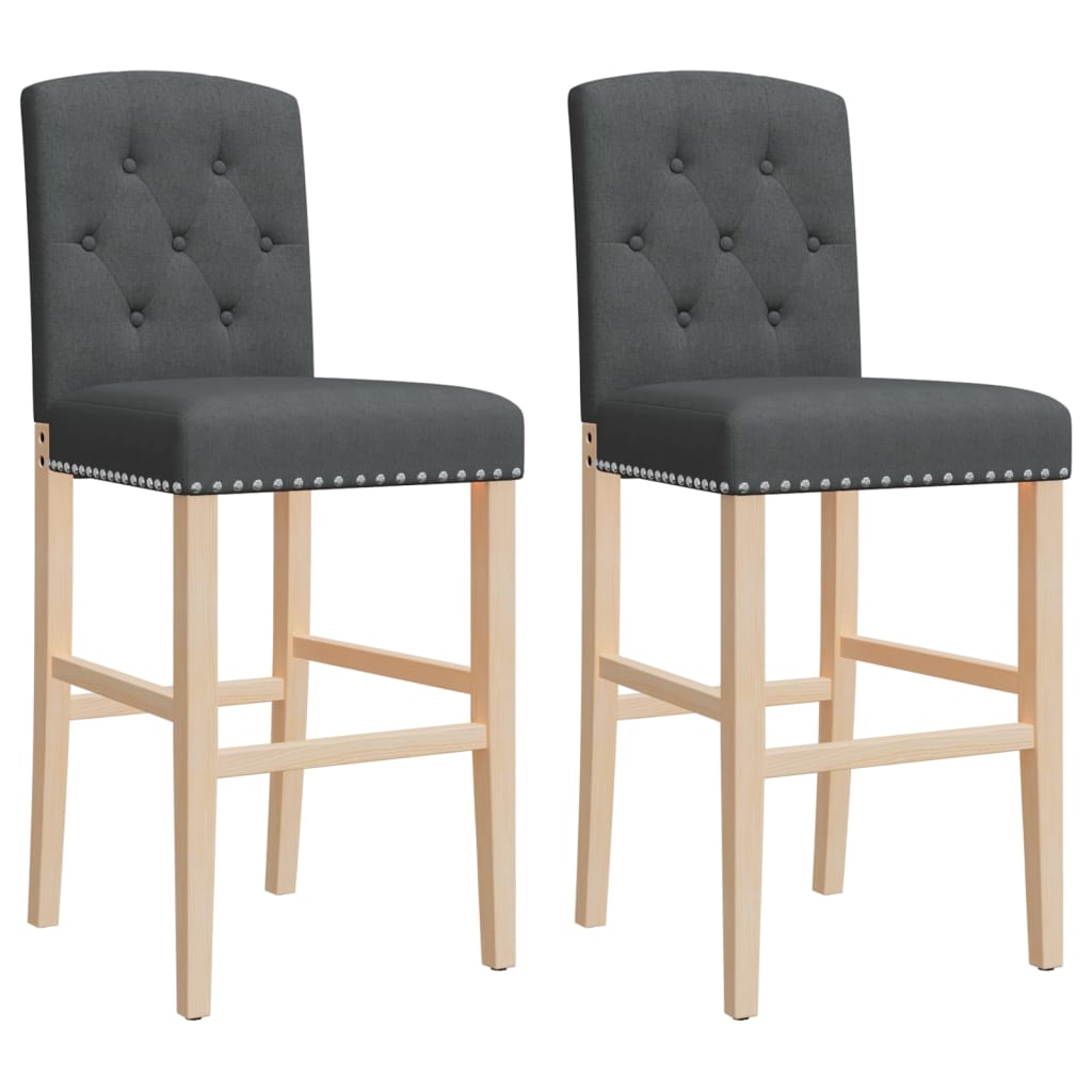 Chaises de bar lot de 2 bois massif d'hévéa et tissu