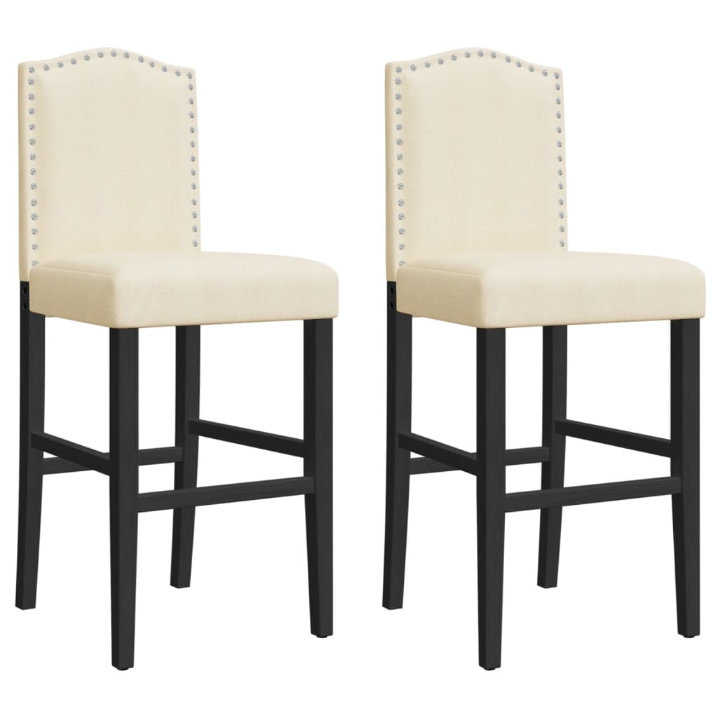 Bar chairs set of 2 solid rubberwood and fabric