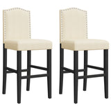 Bar chairs set of 2 solid rubberwood and fabric