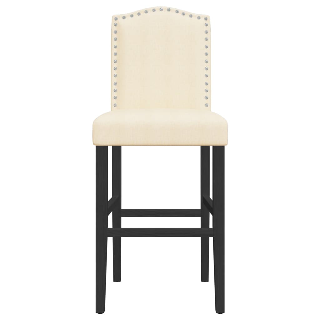 Bar chairs set of 2 solid rubberwood and fabric