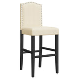 Bar chairs set of 2 solid rubberwood and fabric