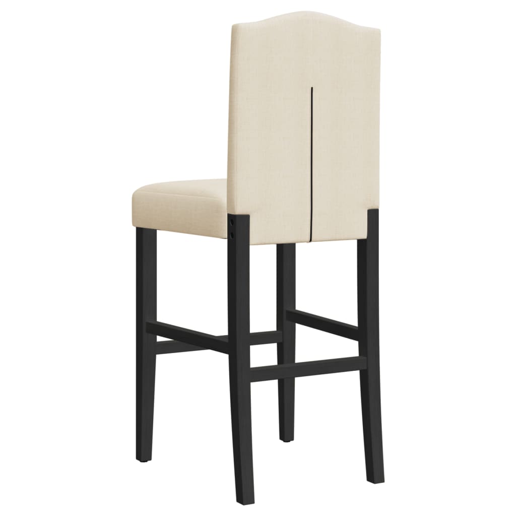 Bar chairs set of 2 solid rubberwood and fabric