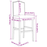 Bar chairs set of 2 solid rubberwood and fabric