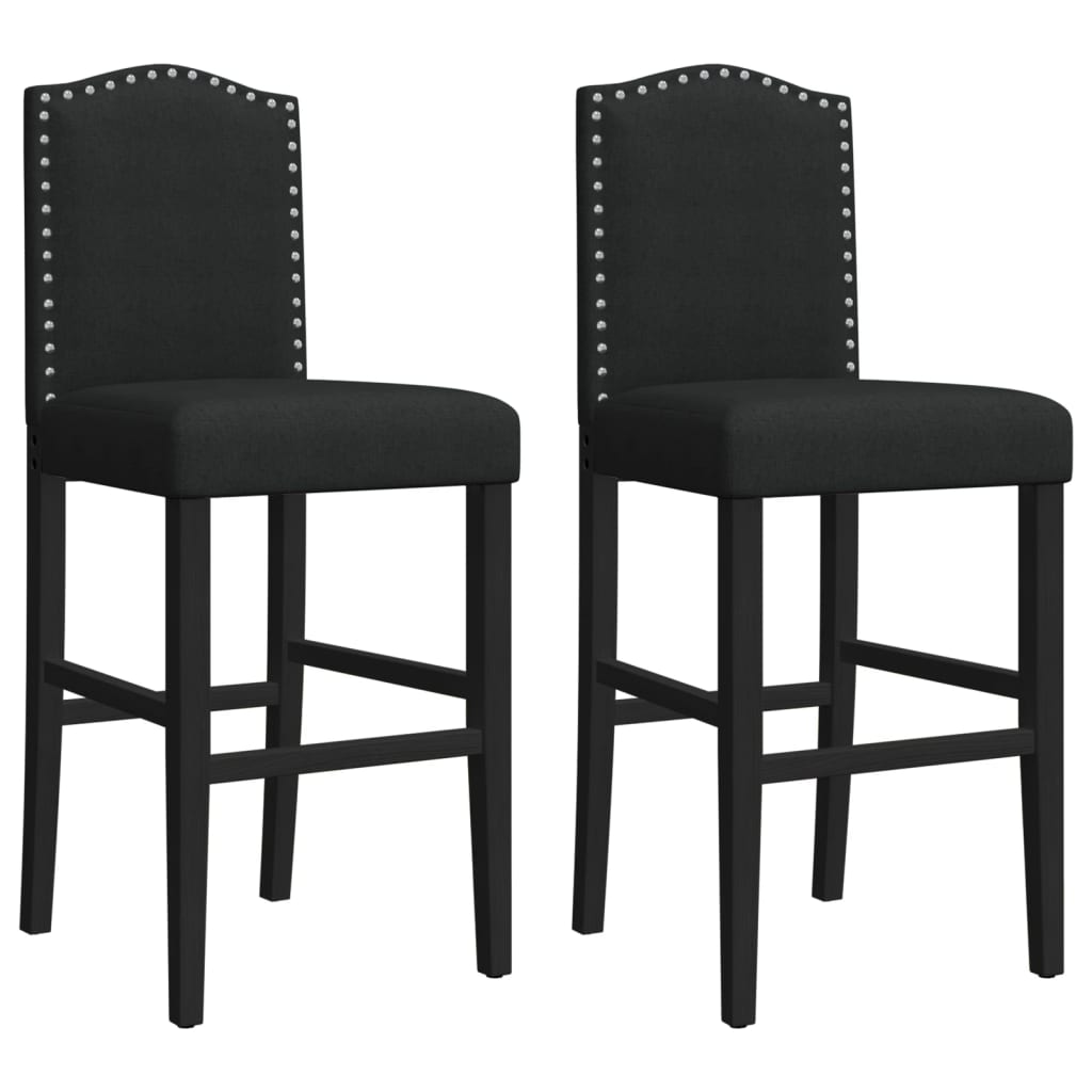 Bar chairs set of 2 solid rubberwood and fabric