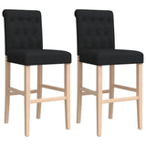 Bar chairs set of 2 solid rubberwood and fabric