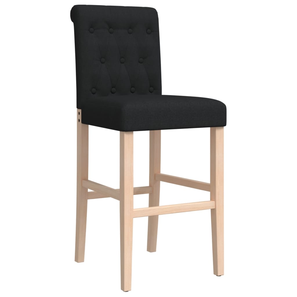 Bar chairs set of 2 solid rubberwood and fabric