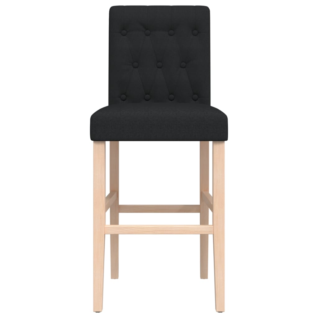 Bar chairs set of 2 solid rubberwood and fabric