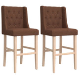 Bar chairs set of 2 solid rubberwood and fabric