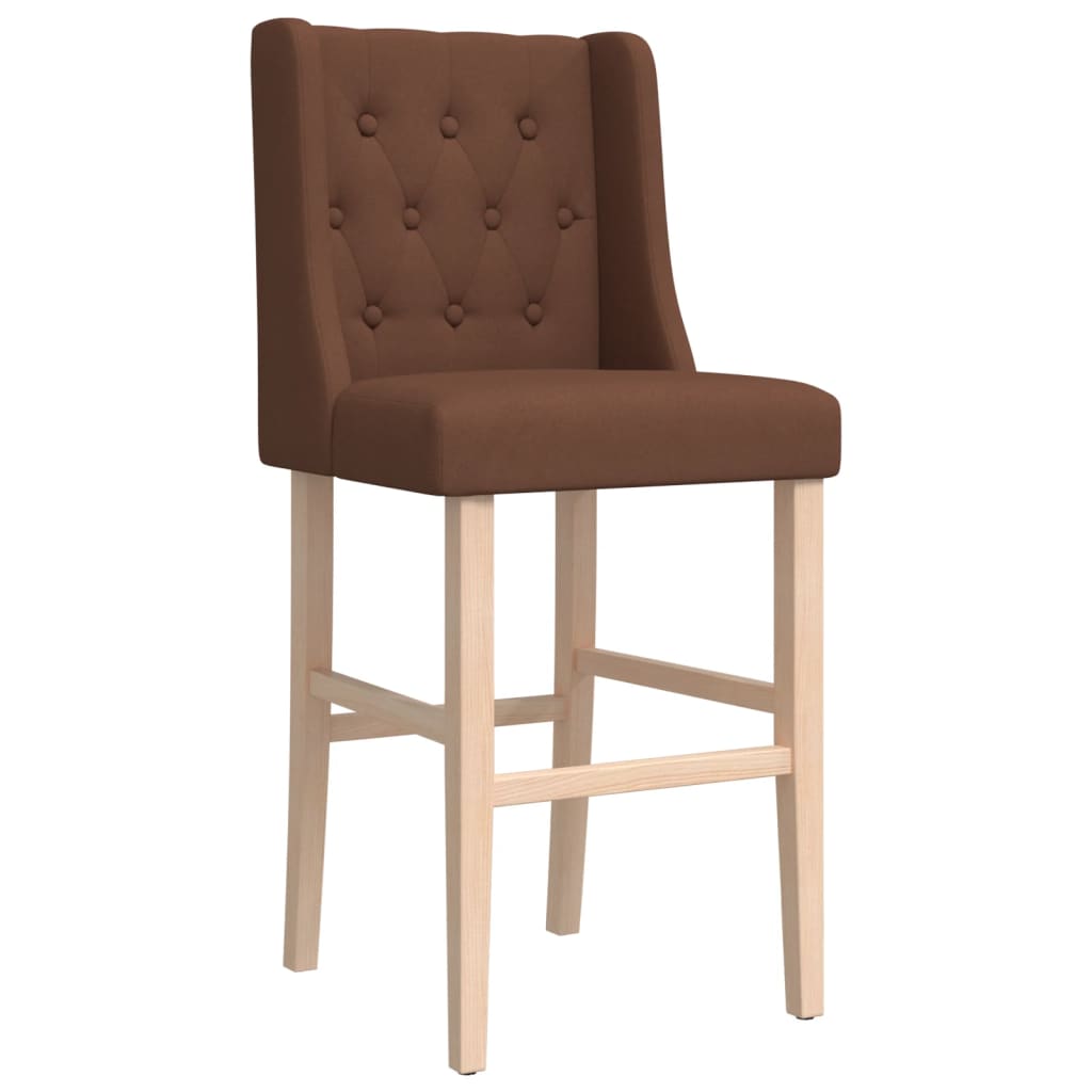 Bar chairs set of 2 solid rubberwood and fabric