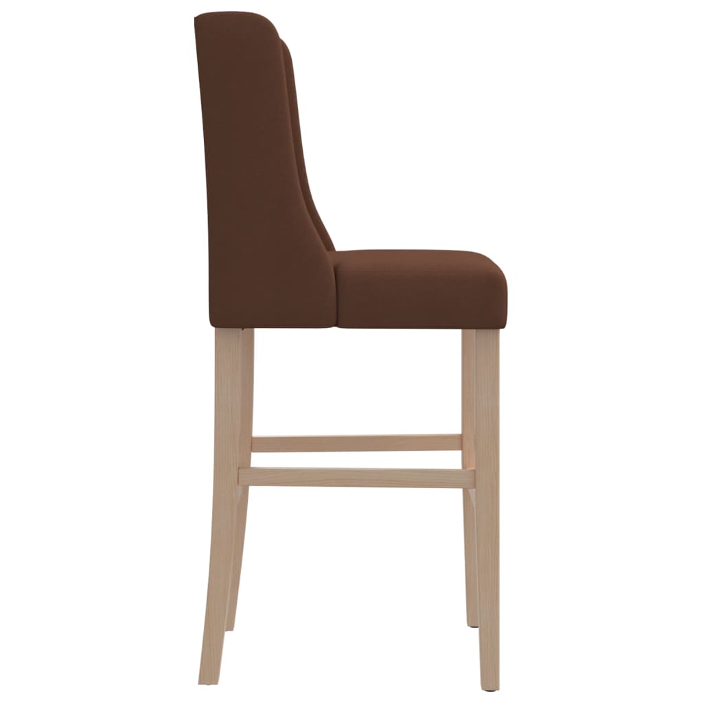 Bar chairs set of 2 solid rubberwood and fabric