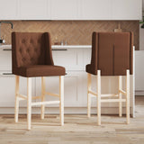 Bar chairs set of 2 solid rubberwood and fabric