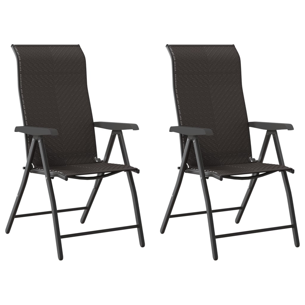 Chaises pliables jardin lot de 2 couleur café noir poly rotin