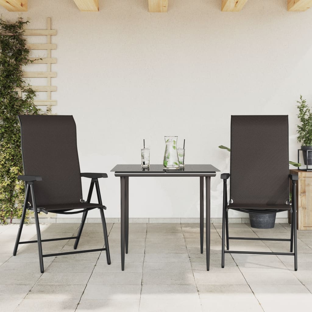 Chaises pliables jardin lot de 2 couleur café noir poly rotin