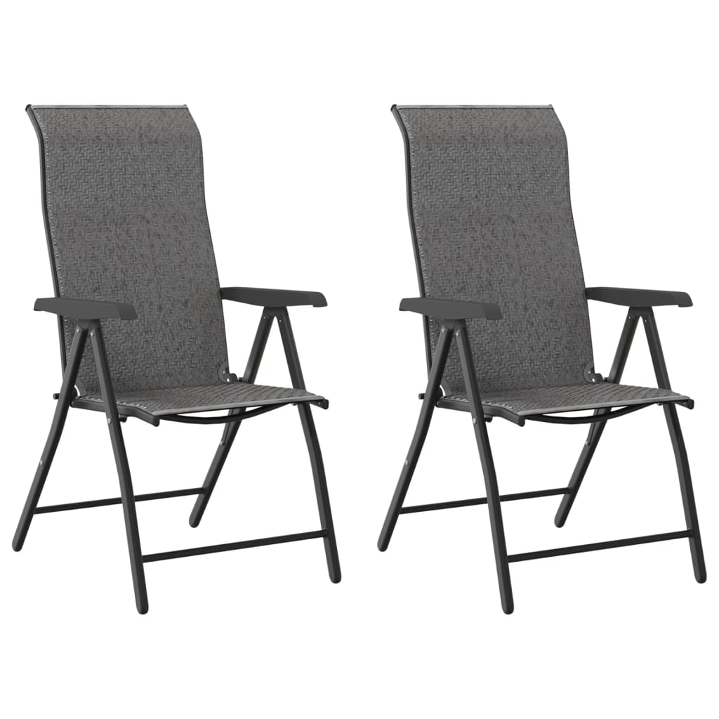 Chaises pliables de jardin lot de 2 gris résine tressée