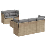 Garden furniture set with cushions 6 pcs beige woven resin