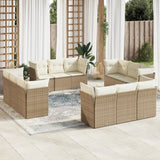 Salon de jardin avec coussins 12 pcs beige résine tressée