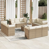 Salon de jardin avec coussins 13 pcs beige résine tressée