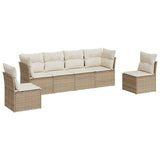 Garden furniture set with cushions 6 pcs beige woven resin