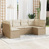 Garden furniture set with cushions 6 pcs beige woven resin