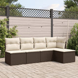 Salon de jardin avec coussins 5 pcs marron résine tressée