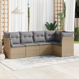 Salon de jardin avec coussins 5 pcs beige résine tressée