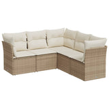 Salon de jardin avec coussins 5 pcs beige résine tressée