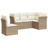 Salon de jardin avec coussins 5 pcs beige résine tressée