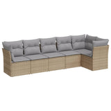 Garden furniture set with cushions 6 pcs beige woven resin