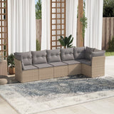 Garden furniture set with cushions 6 pcs beige woven resin