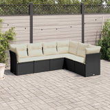 Salon de jardin 6 pcs avec coussins noir résine tressée