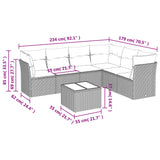 Garden furniture set with cushions 7 pcs gray woven resin