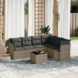 Garden furniture set with cushions 7 pcs gray woven resin