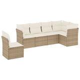 Garden furniture set with cushions 6 pcs beige woven resin