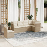 Garden furniture set with cushions 6 pcs beige woven resin