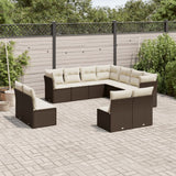 Garden furniture and cushions 11 pcs brown woven resin