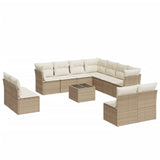 Salon de jardin avec coussins 12 pcs beige résine tressée