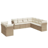 Salon de jardin avec coussins 9 pcs beige résine tressée