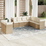 Salon de jardin avec coussins 9 pcs beige résine tressée