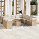 Salon de jardin avec coussins 12 pcs beige résine tressée